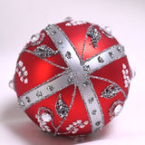 Eleanore julekule, rød m sølv, liten