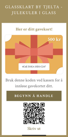 Gavekort hos Glassklart - julekuler i glass