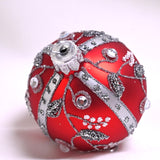 Eleanore julekule, rød m sølv, liten